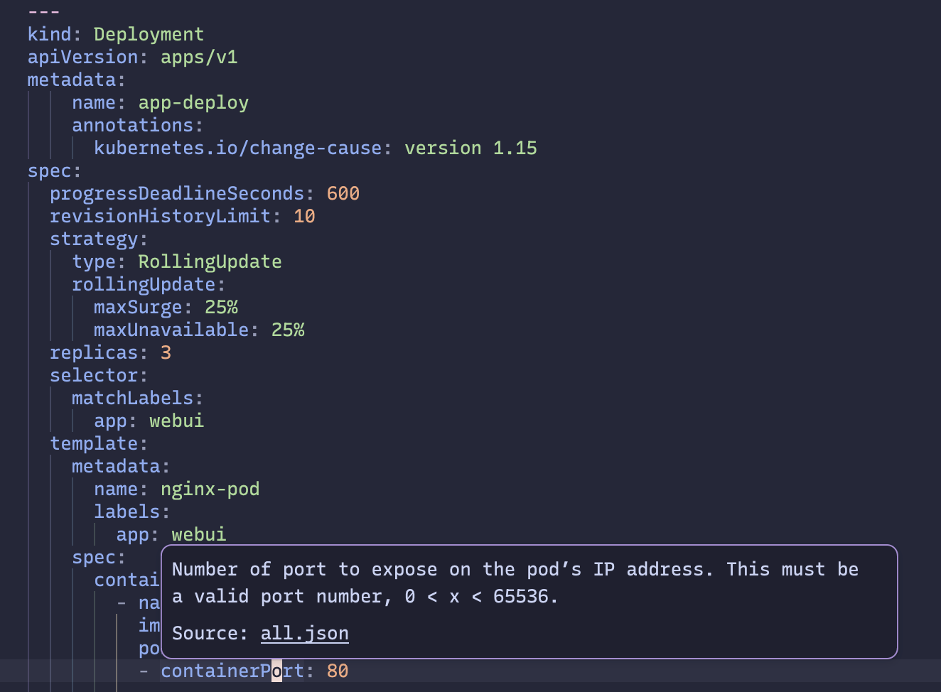 Kubernetes configurations documentation